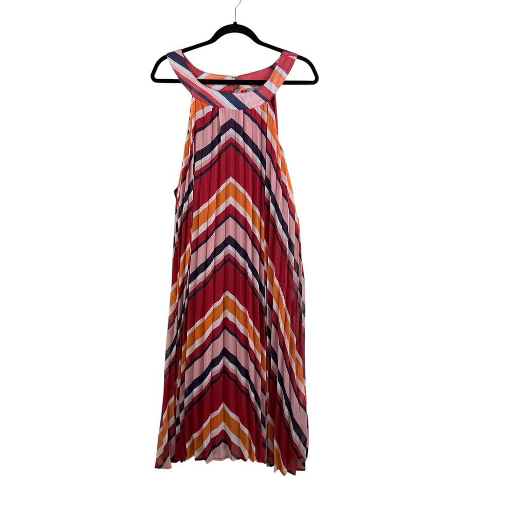 NWT Striped Trapeze Swing Love X Design Dress Size 2X Halter Accordion Pleated
